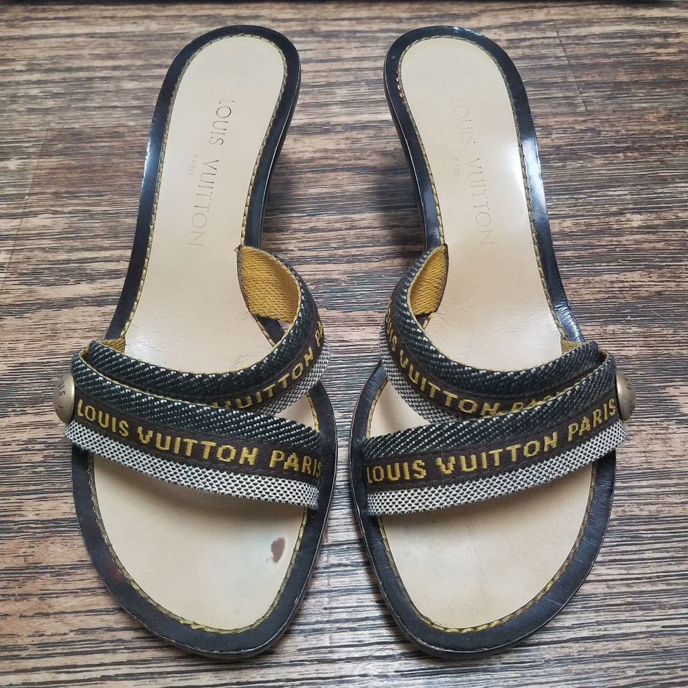 Louis Vuitton Canvas Logo Strap Heels